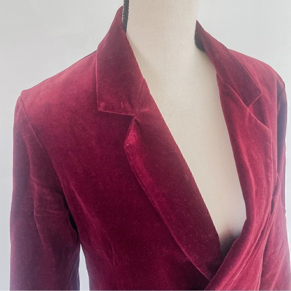 Nili Lotan Classon Velvet Burgundy Single Breasted One Button Jacket Blazer Sz 8 - Picture 5 of 7